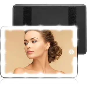 LED Mirror for Car Sun Visor Accessories,Mid-Size Car Visor Mirrors with 3-Color Dimmable Lights,Nice for Vanity Makeup for Universal Vehicle,Lighted Rear View Mirror