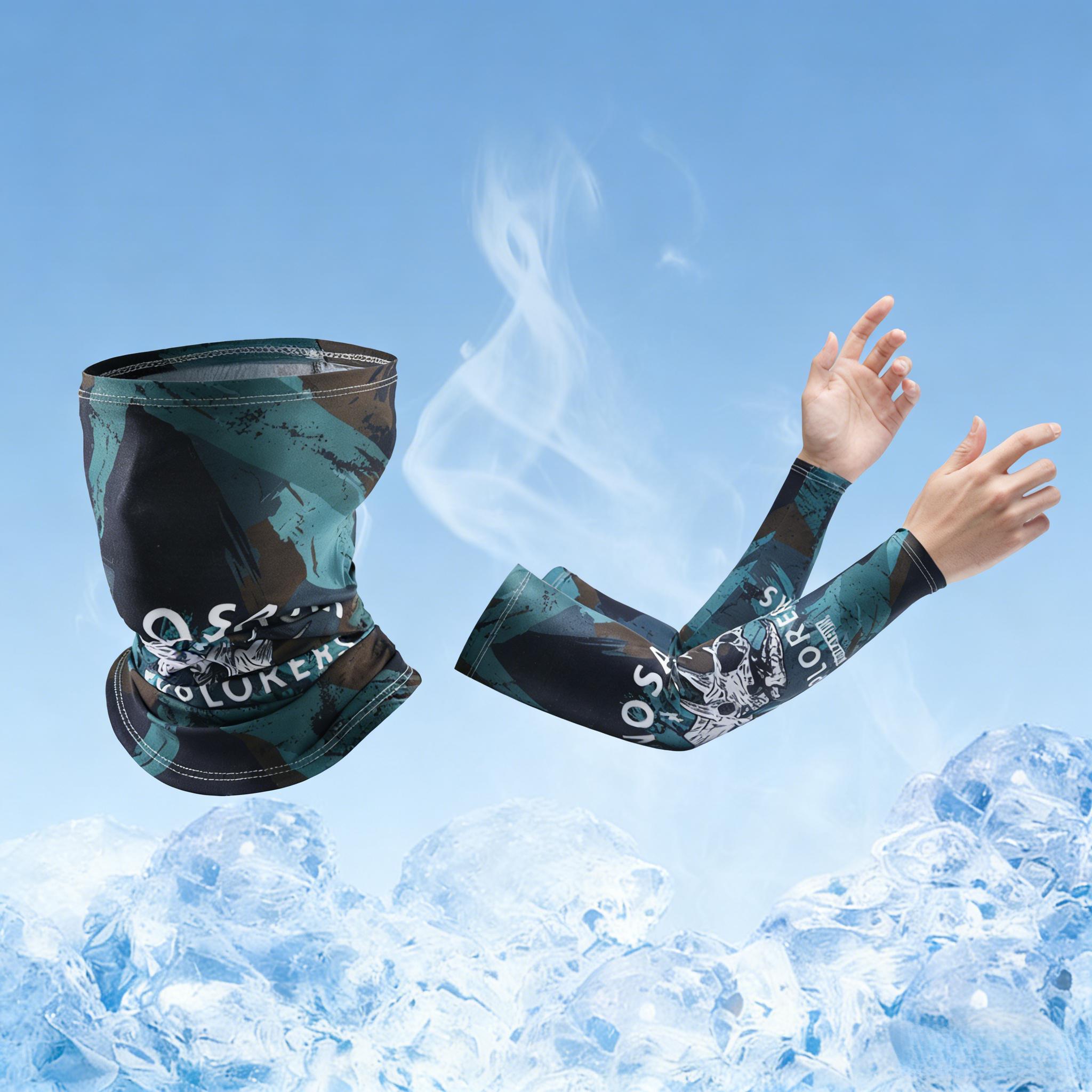 Ice Silk Arm Sleeves & Neck Gaiter Set - Breathable UPF 50+ Summer Cycling Sun Set, Perfect for Cycling, Running & Hiking