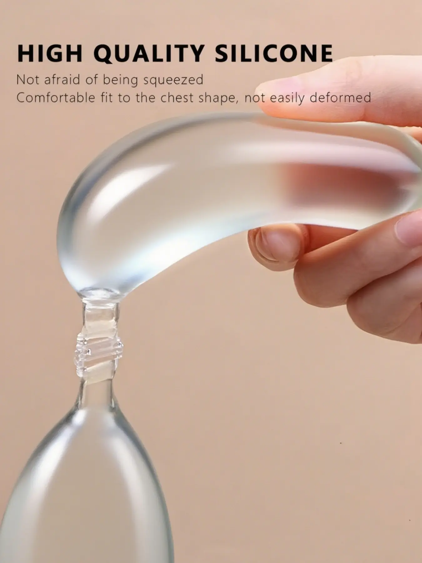 Silicone Push-Up Bra Underwear Nipple Covers for Women, Basic, Clear, Smooth, Fitted Three-Quarter Cup, All Seasons, Max Support, Casual Style, No Lining