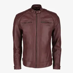 Classic Men’s Chocolate Genuine Leather Jacket – Vintage Motorcycle Biker Style