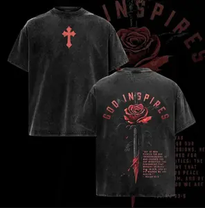 Vintage Washed God Inspires Rose Sword Hoodie & T-Shirt Oversized Pump Cover Tee for Men Workout Training Top Christian Gym Hoodie with Isaiah 53:5 Bible Verse Faith Athletic Graphic Tee Suitable for Daily Wear