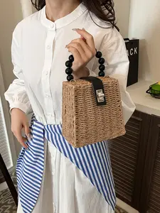 Women's Bamboo Woven Bag 2026 New Style Casual Plain Design All-Seasons Fashion Accessory Perfect for Daily Use & Stylish Casual Handbag