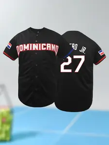 Men's Dominicana #27 Baseball Jersey , Classic Retro Letter Embroidery Design , Breathable Short Sleeve Shirt , Loose Fit for Sports, Parties & Casual Wear, Durable Fabric, Bold Number Design, Baseball Accessories, Themed Events Attire