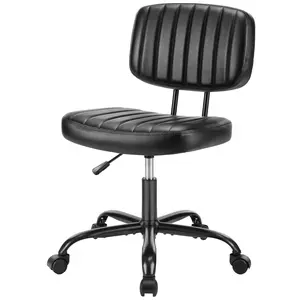 JOINSUN Armless Office Desk Chair with Comfy Lumbar Support, Adjustable Height Rolling Swivel Computer Task Chair, Perfect for Home Office and Bedroom,Black