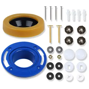 Toilet Flange with Wax Ring for Toilets Replacement Kit, Include Wax Ring  PVC Flange Mounting Hardware for 3 inch or 4 inch Pipes, Fit Toilets Install or Leaking Repair