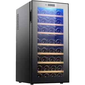 IN ELEMENT- Wine Cooler, 32 Bottle Dual Zone Wine Refrigerator with Stainless Steel Tempered Glass Door, Temp Memory Function, Fit Champagne Bottles, and Built-in Style