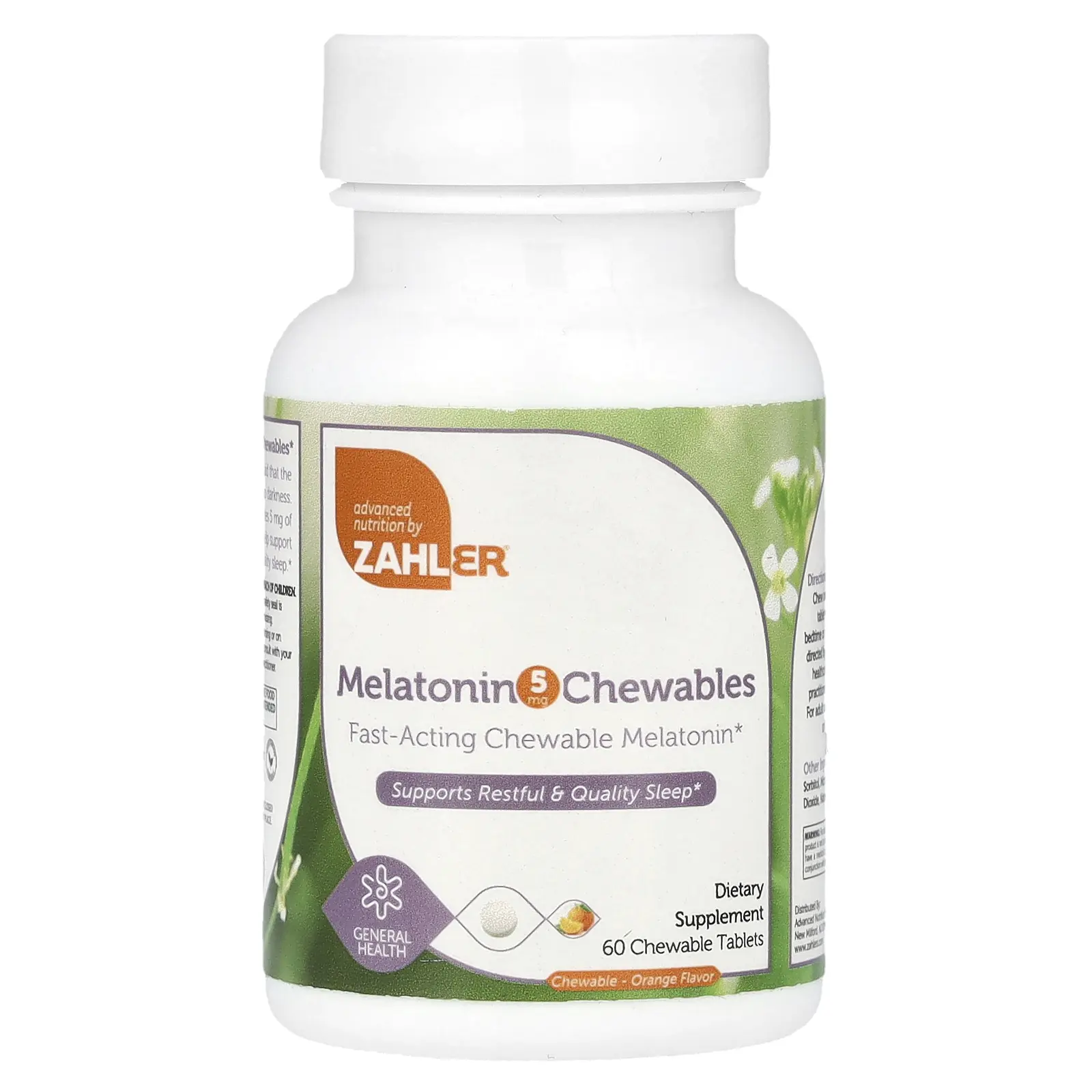 Zahler Melatonin Chewables, Orange, 5 mg, 60 Chewable Tablets