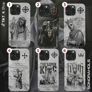 Baldwin IV "The Leper King" The Crusader King and His Holy Army Phone Case, Crusader King of Jerusalem Cross Medieval Christian Phone Cover, Medieval Cross Armor Glory of God Gothic Faith Phone Casefor iPhone, Samsung