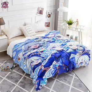 Genshin Impact Furina Collage Throw Blanket - Multiple Sizes Anime Merch, "Hydro Archon Theatrical Aesthetic" Fontaine Character Design for Die-Hard Fans 251110