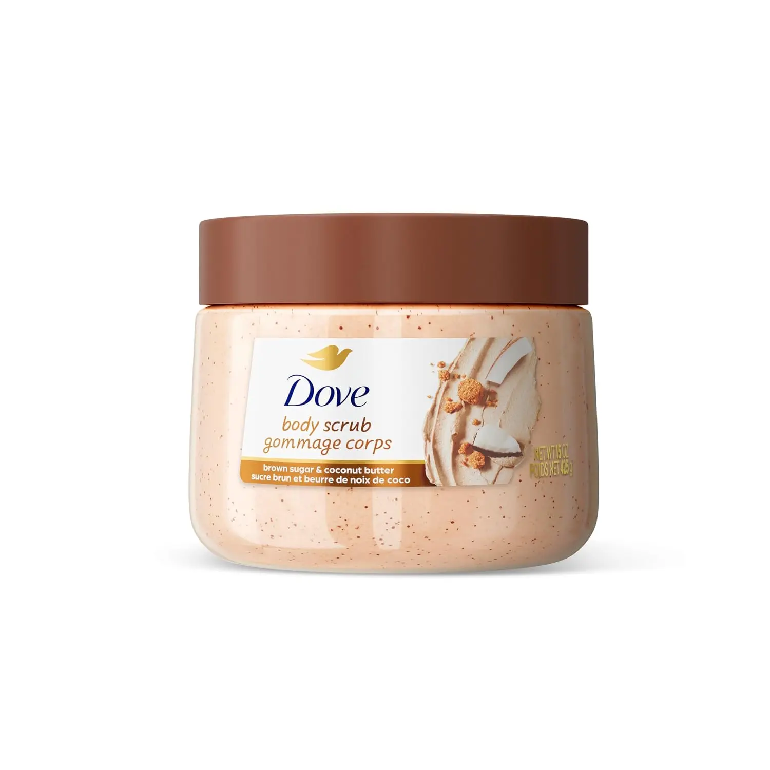 Dove Brown Sugar & Coconut Butter Exfoliating Body Scrub (15 oz) - Gentle, Nourishing Body Care for Smoother Skin Repair, Hydrating with Long-Lasting Moisture