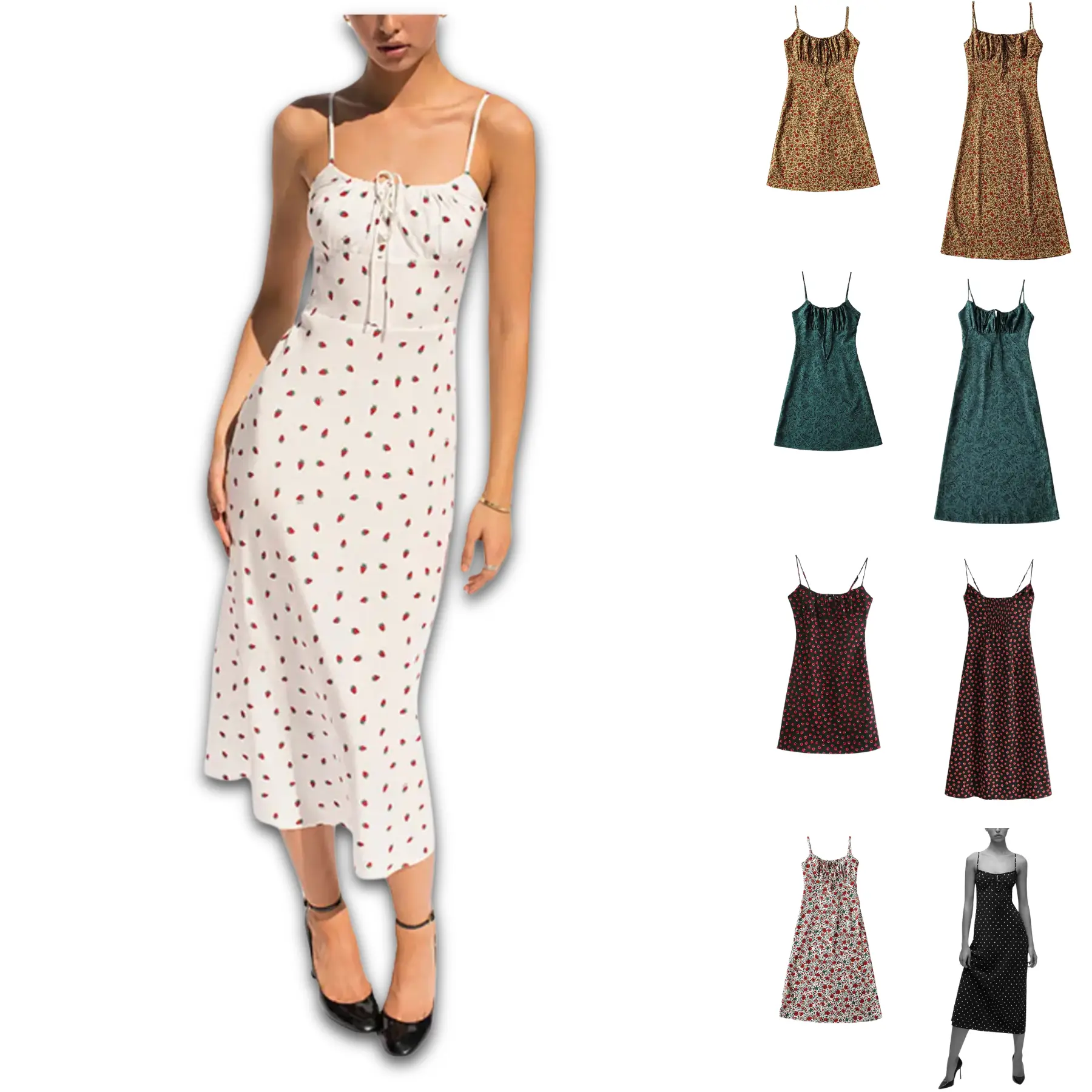 SCUSTY Women's Floral Dress | Low Cut Square Neck Spaghetti Strap Tie Bodycon Y2K Sun Dress | Casual Sexy Summer Women's Apparel | Comfort Fit