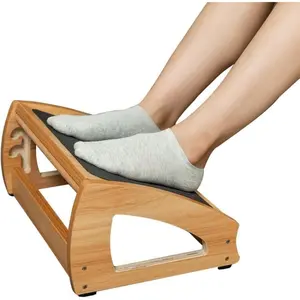 Under Desk Footrest, 3 Adjustable Heights Wooden Office Footrest, Large Anti-Slip Surface, Improves Posture and  Circulation, up to 400lbs ()