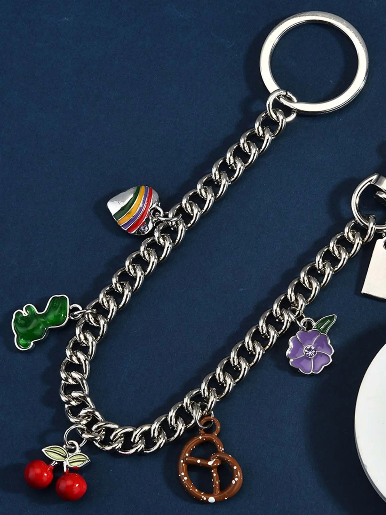 Christmas fashion bag chain, Fashion Bag Charms, retro metallic cherry dinosaur pendant Joker slung key chain, Bag Charm Keychain, Keychain Accessories, Keychain For Purse, Joker Christmas Valentine's Day gift items