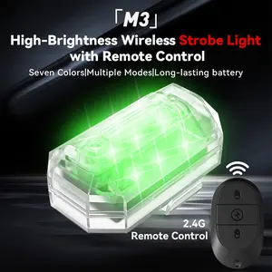 Wireless LED Lights for Car with Remote, High Brightness Wireless Strobe Light, RGB LED Aircraft Strobe Lights for Cars, Motorcycle, Drone, Truck, Bike, USB Charge