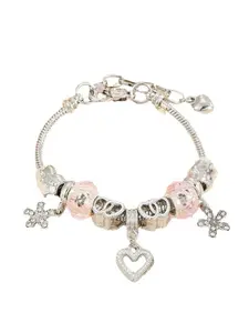 DIY Beaded Bracelet, Charm Bracelet, Alloy Bear Heart Rhinestone Flower Pendant, Copper Chain Wristband, Trendy Cross-Border Jewelry, Bestseller, Bangle Jewelry