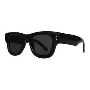 Women’s Bold Chunky Square Sunglasses - Retro Thick Frame with Rivet Details, Statement Temple Arms, UV400 Protection Shades Perfect for Y2K Street Style and Fashion Slays