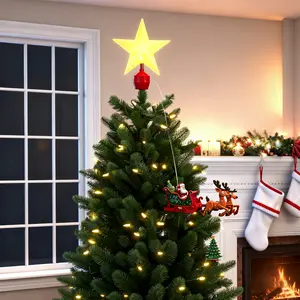 LED Christmas Tree Star Decoration, Led Star Light, Glowing Rotating Star Topper, Santa Sleigh Set, Holiday Atmosphere Decor, Perfect Gift