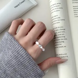 Ins-style frosted niche concave brushed spliced ring/vintage plain open ring