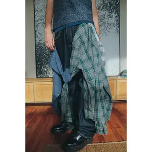flannel wide dark wash jeans