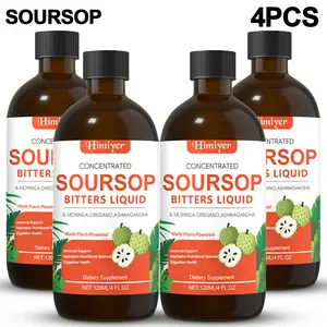 4 PCS SOURSOP BITTERS LIQUID - Gut health support, plant extracts - sugar-free vegan formula - rich in Moringa, Oregano, and Ashwagandha - liquid formula for easy absorption, high in plant energy, suitable for those with sensitive stomachs.