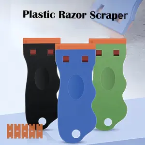 Plastic Razor Blade Set with 5 Pieces, Paint Removal Blades for Tough Messes, Adhesive Remover Tool, Automotive Car Window Glass Cleaning Accessories