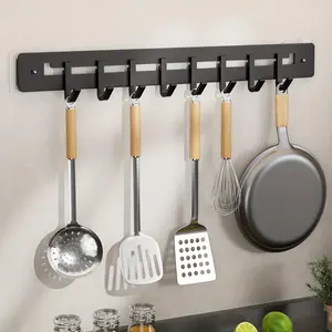 Modern Cast Iron Wall-Mounted Kitchen Storage Rack, Durable Polished Metal, Hangs Spoons, Soup Spoons, Utensils, Home Bathroom Office Decor