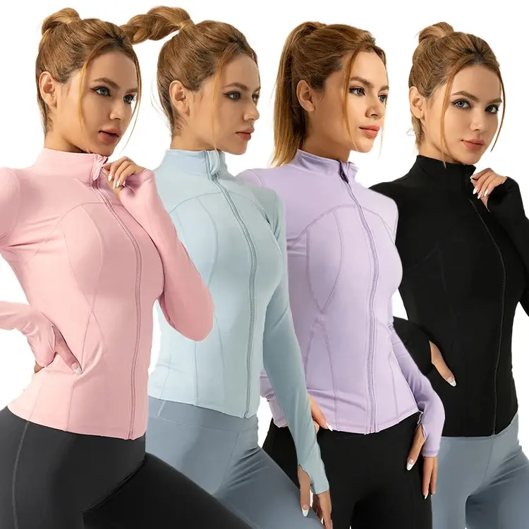 (New) Customizable Women's Long Sleeve Jackets Zip Up, Soft Comfortable Breathable Quick Dry Lightweight Sporty Sports Outerwear, Zipper Jacket for Yoga, Running