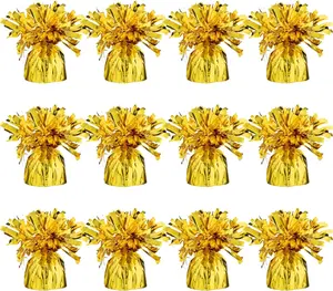 Gold Balloon Weights, Heavy Balloon Weight Pack of 12 Metallic Foil Weights for Balloons, Birthday Party & Wedding Table Centerpiece Ballon Weight, 4.8 DIY Ballon Weights for Helium Balloons