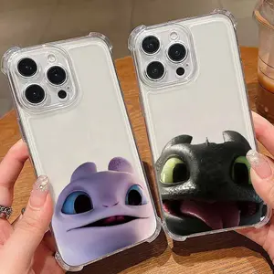 Lovely couple Toothless For iPhone 17 AIR 16E 16 15 14 13 12 mini Pro Max Plus Samsung S21 S22 S23 S24 S25 A series Corners Anti-Fall Transparent Phone Case