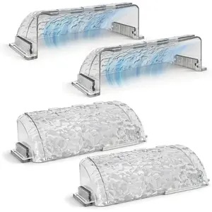 4 Pack  Air Vent Deflector for Ceiling, Wall & Floor Registers, Adjustable 8.5''-15.5'' in HVAC Vent Redirector, Clear Ice-Texture Airflow Deflector for AC & Heat Comfort