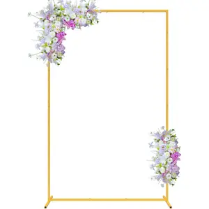 6.6FT x 4FT Wedding Arch Backdrop Gold Square Backdrop Stand Balloon Arch Stand Rectangular Frame for Birthday Baby Shower Anniversary Decoration