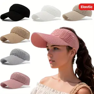 Women's Lightweight Knitted Sun Hat - Breathable and Stretchy, Solid Color Polyester Fiber, Perfect for Running and Outdoor Activities,  Summer Hat | Multifunctional Fashion Accessories | Comfortable to wear, f sun uv protection hood