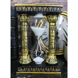 Egyptian Gods Eye Of Horus And Ankh Hieroglyphic Column Sand Timer Statue Decor