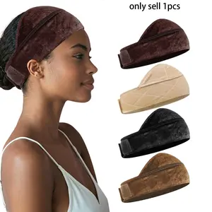 Wide Wig Grip Band for Lace Front Wigs, Velvet Wig Grip Band with Adjustable Hook & Loop Fastener