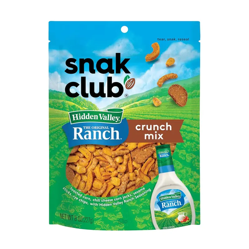 Crunch Mix with Hidden Valley Ranch Seasoning, Toasted Corn Nuggets, Chili Cheese Corn Jacks, Sesame Sticks & Rye Chips, Family Size, 8 Ounce
