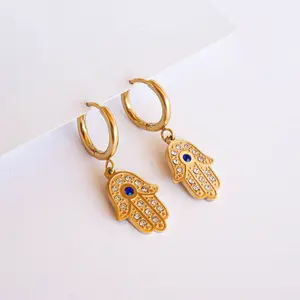Dainty Hamsa Hand (Hand of Fatima) Earrings