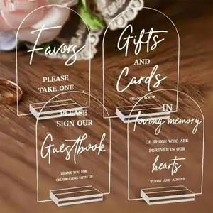Acrylic Wedding Signs for Ceremony and Reception, 5x7 Inch Wedding Signage, Guest Book Sign, Cards and Gifts Sign, Wedding Decoration