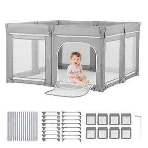 VEVOR Baby Playpen, 78.7x 70.1 Extra Large Toddlers Playpen, Foldable Baby Fence Play Yard with Zippered Door Soft Breathable Mesh, Indoor Outdoor Safety Activity Center - Great Gift for Toddlers