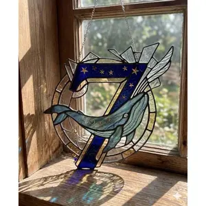 Ocean Galaxy Suncatcher, Starry Whale Window Hanging Prism, Kpop Fan Room Decor Gift for Music Lovers, Holiday Birthday Gift