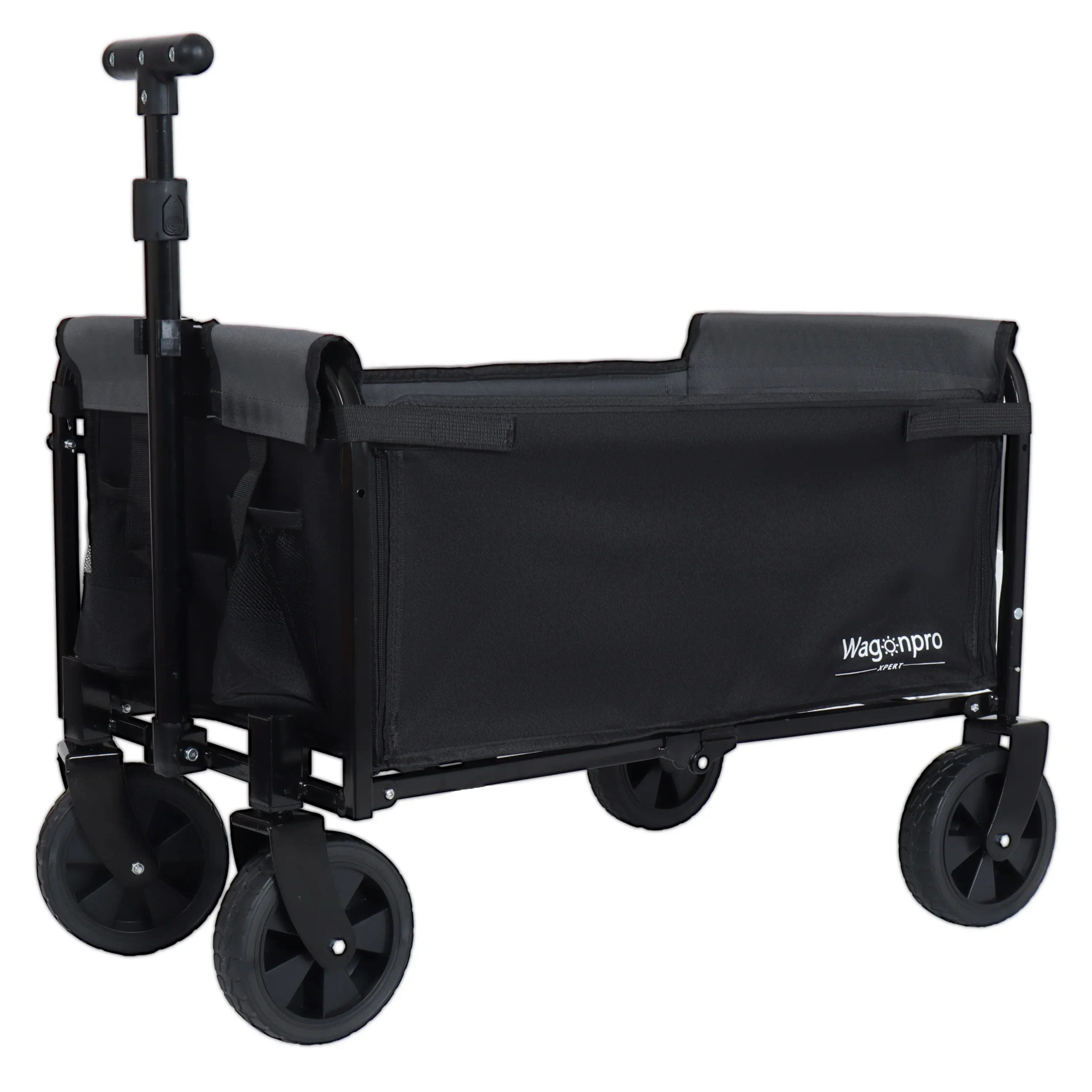 XUAN   Convertible Folding Camping Wagon Cart, All-in-One Utility Wagon with Bench Seat, Storage Space and Dog Tether for Outdoor Beach Park