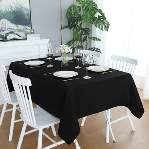 Black Rectangle Tablecloth Wrinkle Free Waterproof Polyester Table Cloths Spillproof Heavy Duty and Washable Table Cover for Party, Banquet, Indoor and Outdoor-Square/Rectangular