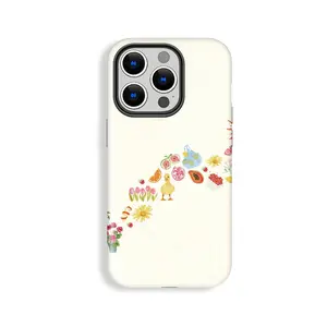 Cute Spring Time Pattern Flowers Citrus Duck Sixteen Papaya Sun Strawberry Pattern Phone Case, Spring Style, Shockproof, Double Shell Anti-drop, Wear Resistant, Phone Case Suitable for Iphone 11/12/13/14/15/16/17 Pro Promax Plus Air