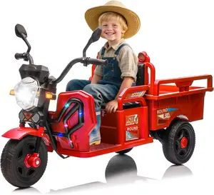 12V Kids Ride on Toy, 3-Wheel Electric Truck with 12.6" Extra Wide Seat, Anti-Slip 3-Wheel Design, Large Storage Space, LED Lights, Music, Ride on Car for Kids Boys Girls, Red