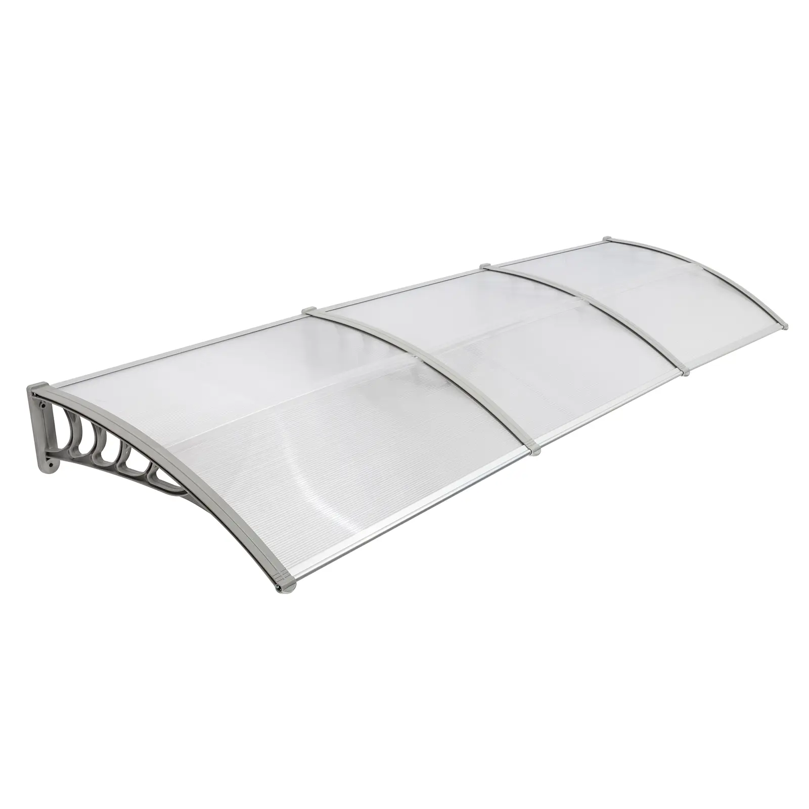 Outdoor Door & Window Canopy, 120x38in Extra Large Transparent Polycarbonate Eaves Cover, Gray ABS Brackets, Aluminum Bars, Patio Entrance UV Shelter Sun Shade