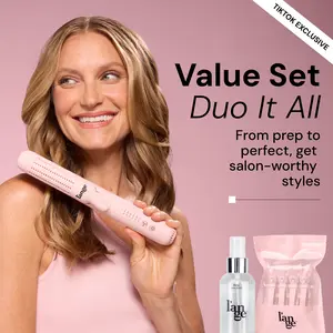 L'ANGE HAIR - Duo It All Starter Pack - Le Duo 2-in-1 360 Titanium Airflow Curling Iron, Alligator Hair Clips, Rival Heat Shield Protectant 4oz L'ANGE HAIR - Duo It All Starter Pack - Le Duo 2-in-1 360 Titanium Airflow Curling Iron, Alligator Hair Clips, Rival Heat Shield Protectant 4oz