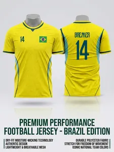 2026 Brazil Soccer Jersey Men's National Team Football Shirt, Moisture-Wicking Tech T-Shirt, Lightweight Breathable Mesh Training Top, Brazil Fan Gear
