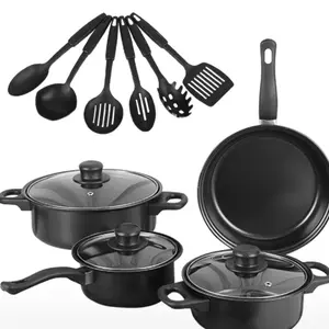 12-Piece Nonstick Cookware Set-Chef's-Classic-Stainless-Cookware-Collection, Dishwasher-Friendly, Induction Ready, Compatible With All Cooktops,Gift For Wedding, Ideal For New Home & Cooking Beginners(For Specific Details, Please Refer To The Figure)
