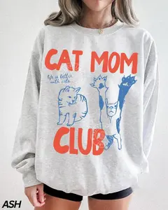 Cat Mom Club Sweatshirt, Funny Cat Lover Crewneck, Cute Cat Graphic Apparel, Gift for Cat Moms