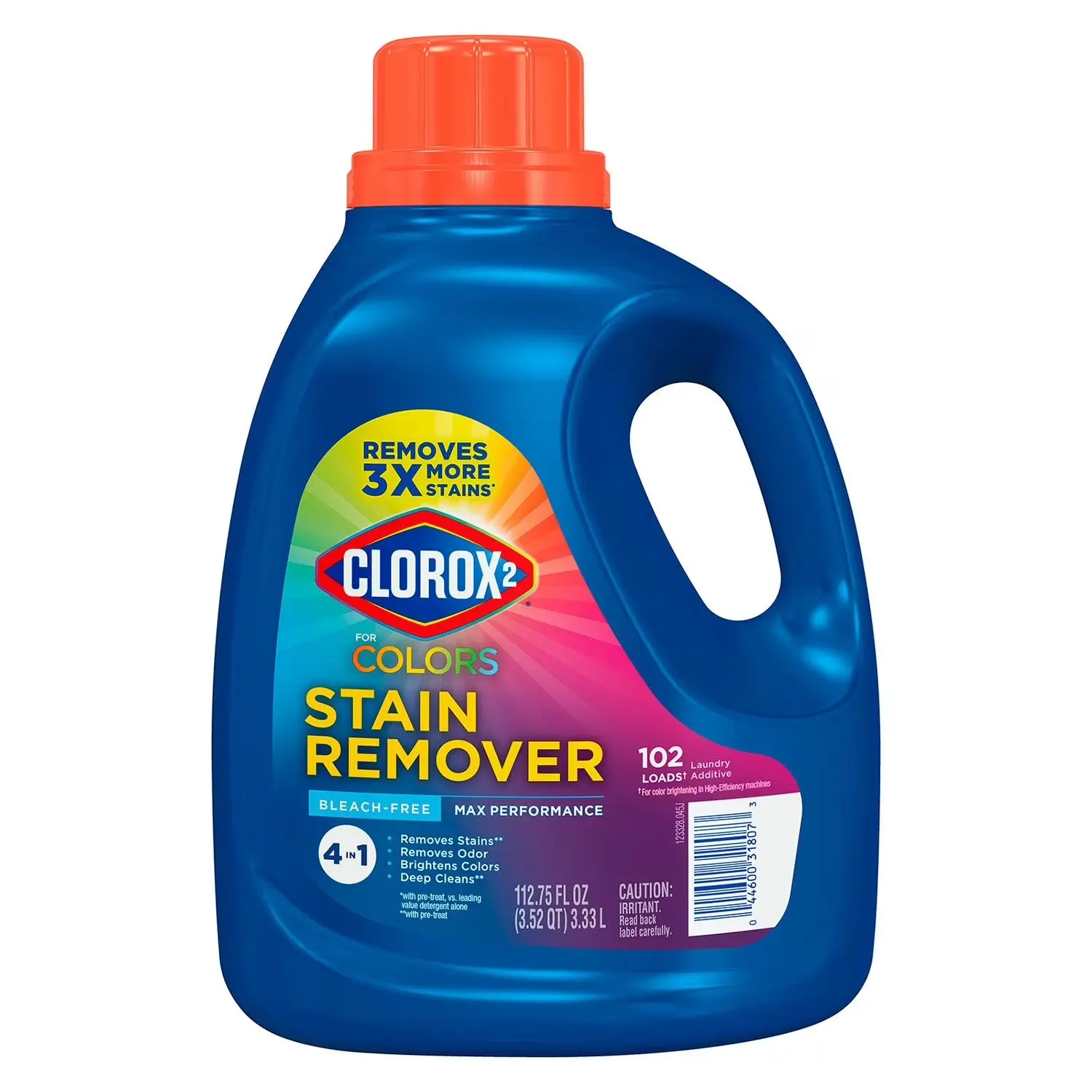 Clorox 2 Liquid Concentrate Eco-Friendly Household Cleaner for Colors - Max Performance 4-in-1 Stain Remover & Brightening Detergent, 112.75 fl. oz.