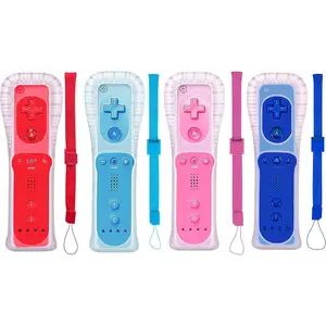 4 Packs Classic Remote Controller Compatible for Wii Wii U Console, Gamepad with Soft  Sleeve and Wrist Strap (Red+Blue++Dark Blue)